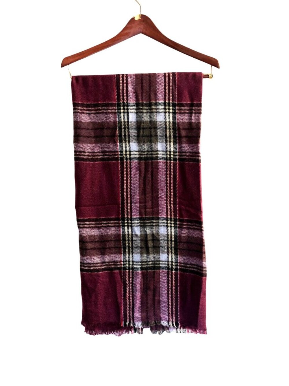 OLSENBOYE- PURPLE PLAID PICNIC STYLE SCARF BLANKET